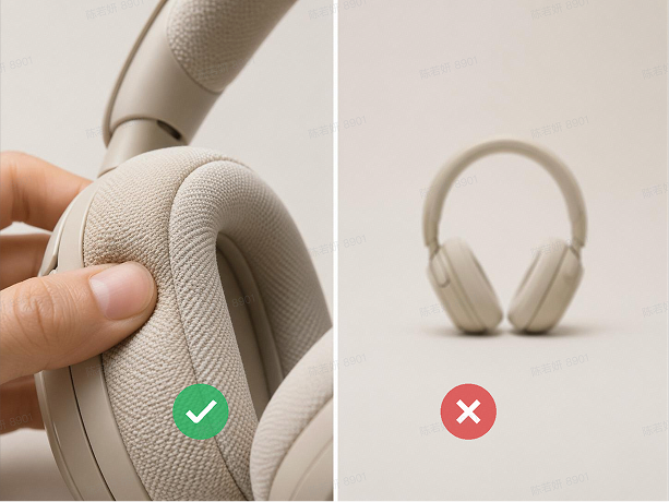 Clear product details: visible material and texture compared with a distant view