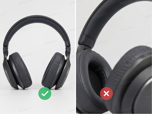 Full product view: complete headphones compared with a cropped view